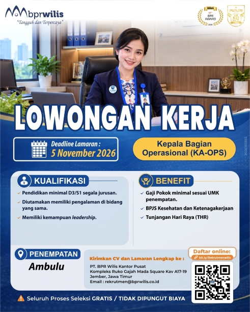Lowongan Kerja Kepala Bagian Operasional